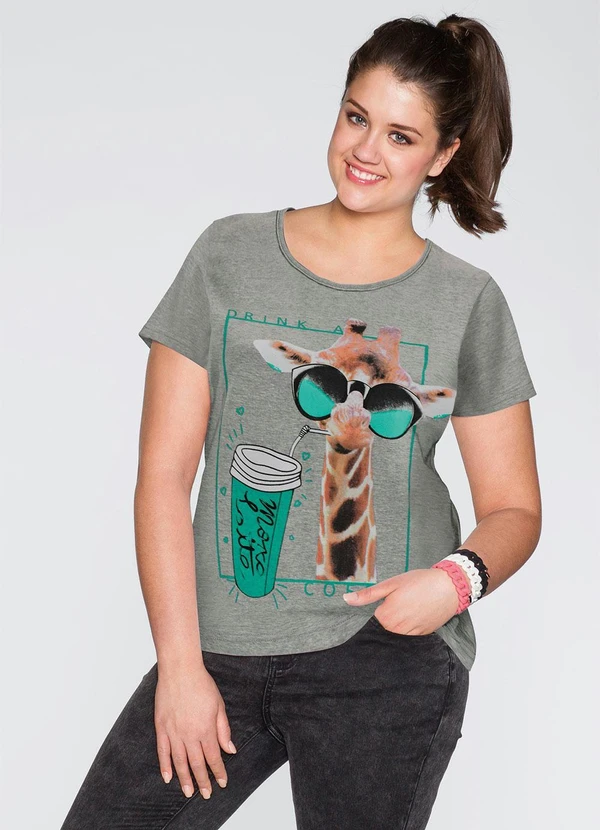 bonprix - Camiseta com Estampa  Cinza 5