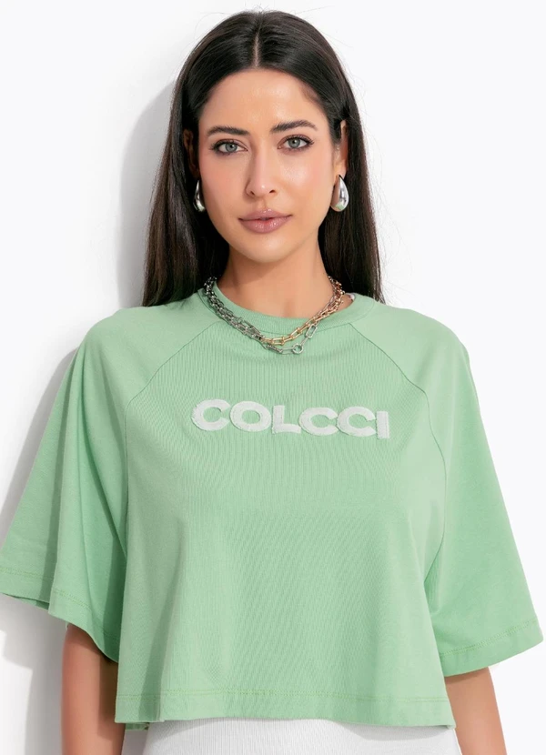 Colcci - Camiseta Cropped Verde