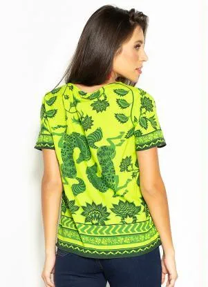 Colcci - Camiseta de Viscose Estampada Verde - COLCCI