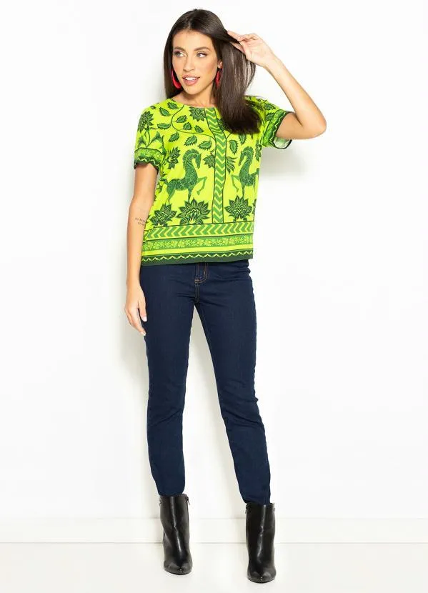 Colcci - Camiseta de Viscose Estampada Verde 3