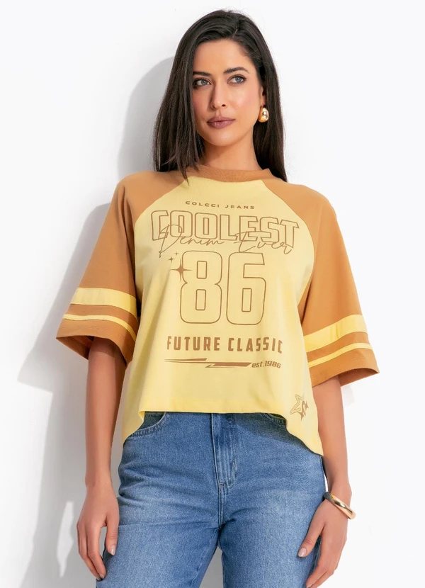 Colcci Jeans - Camiseta em Algodão Cj Amarelo