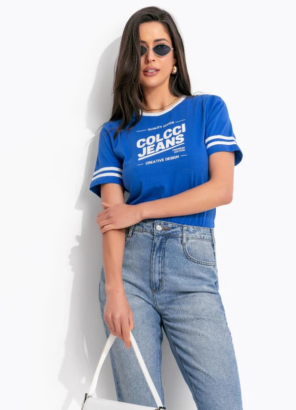 Colcci Jeans - Camiseta em Algodão Cj Azul