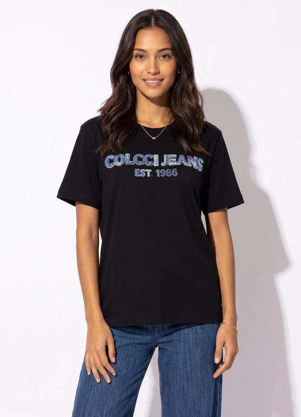 Colcci Jeans - Camiseta em Algodão Cj Preto