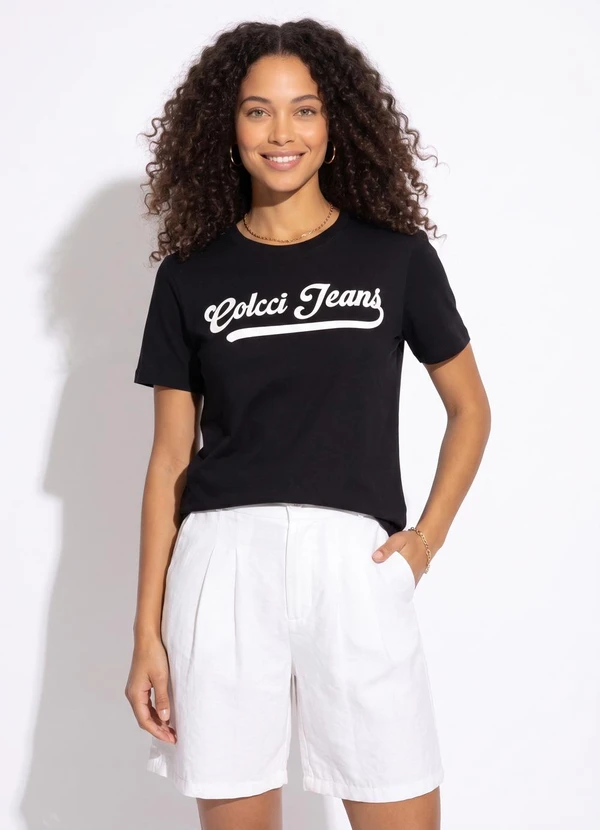 Colcci Jeans - Camiseta em Algodão Cj Preto