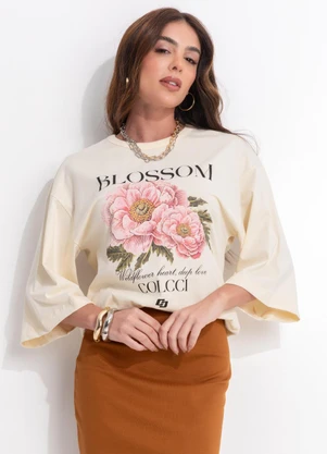 Colcci - Camiseta em Algodão Estampada Bege - COLCCI