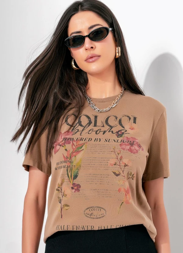 Colcci - Camiseta em Algodão Marrom