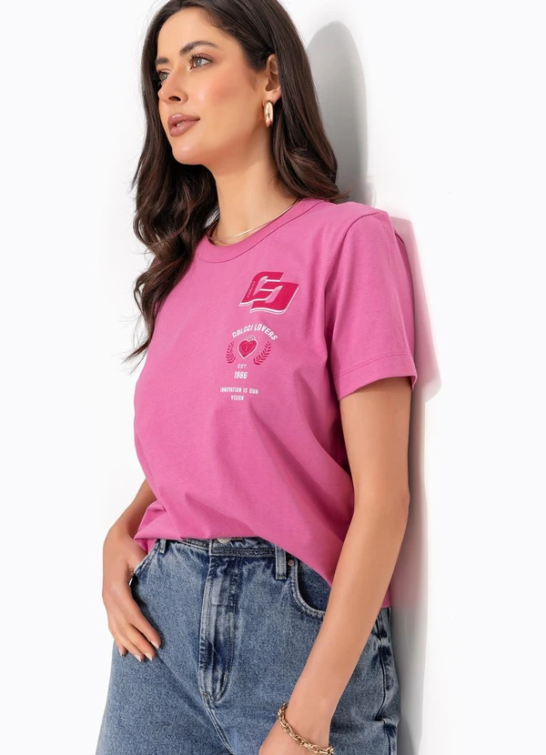 Colcci - Camiseta em Algodão Rosa 5