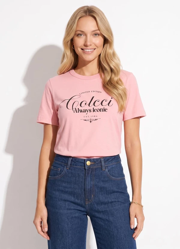 Colcci - Camiseta em Algodão Rosa