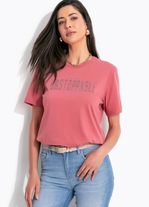Colcci - Camiseta em Algodão Rosa - COLCCI