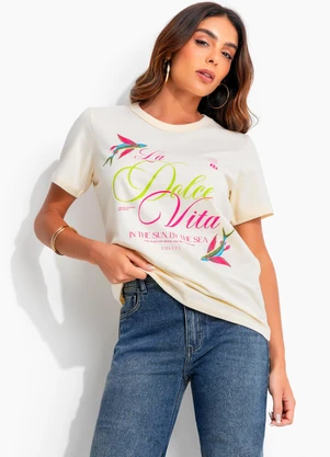 Colcci - Camiseta em Malha Bege - COLCCI