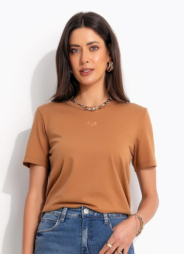 Colcci - Camiseta em Malha Marrom
