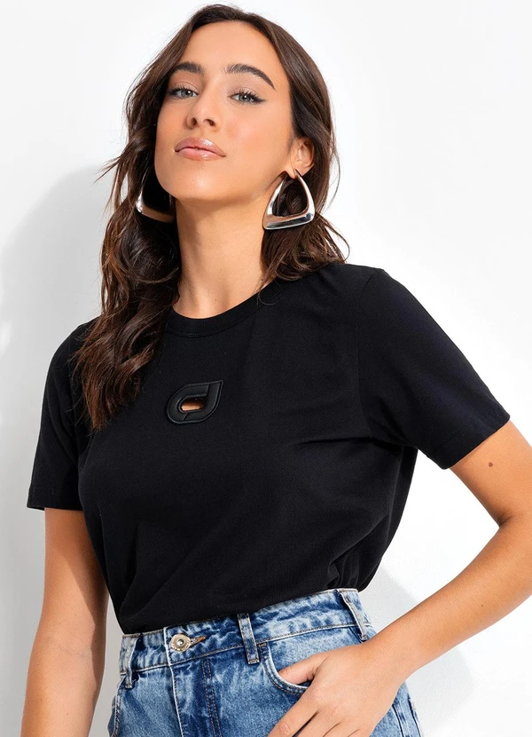 Colcci Jeans - Camiseta em Malha Preto