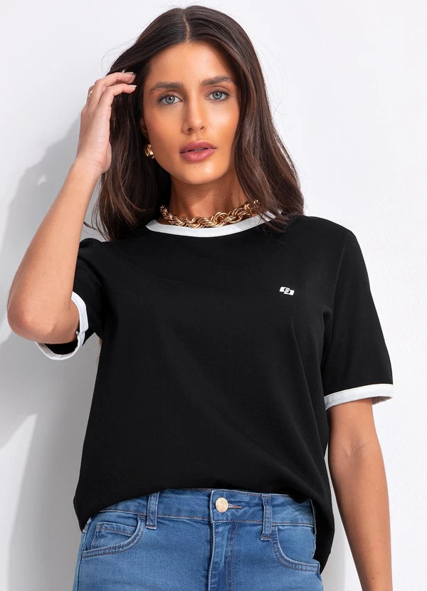 Colcci - Camiseta em Malha Preto
