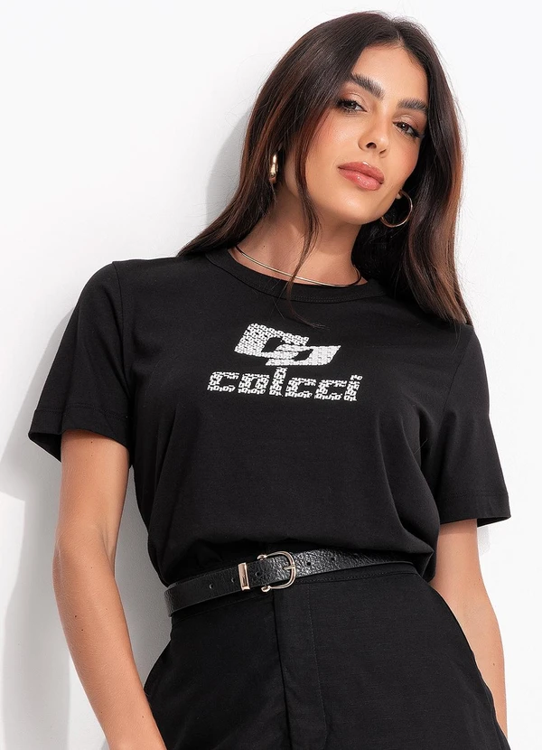 Colcci - Camiseta em Malha Preto