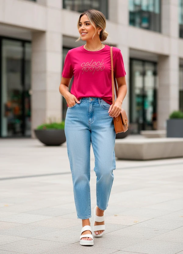 Colcci - Camiseta em Malha Rosa 1