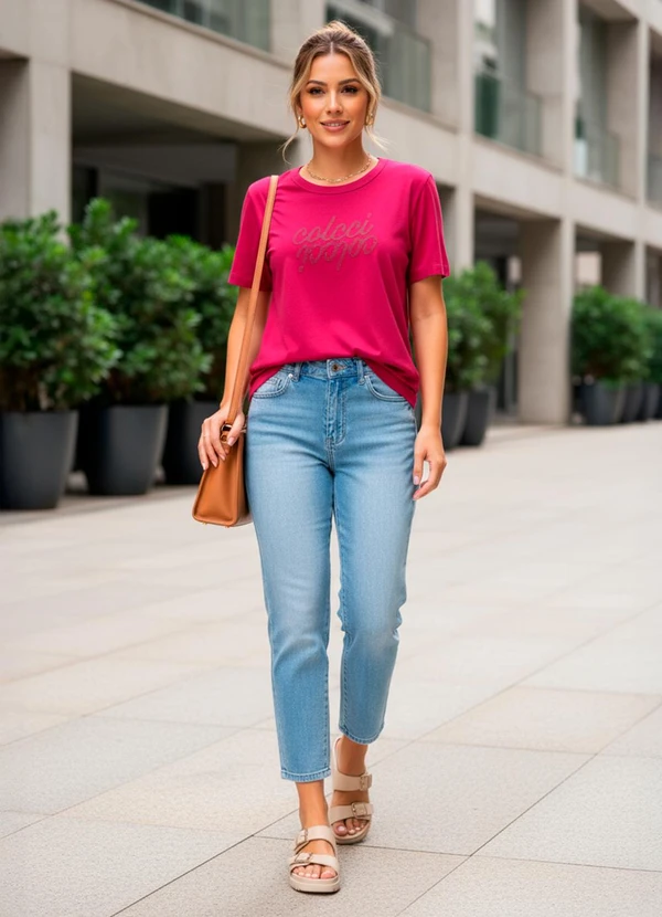 Colcci - Camiseta em Malha Rosa 4