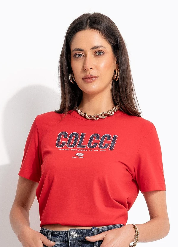 Colcci - Camiseta em Malha Vermelho