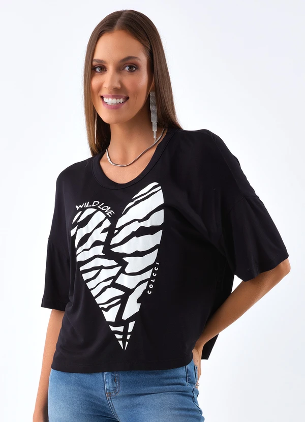 Colcci - Camiseta em Viscose Preto