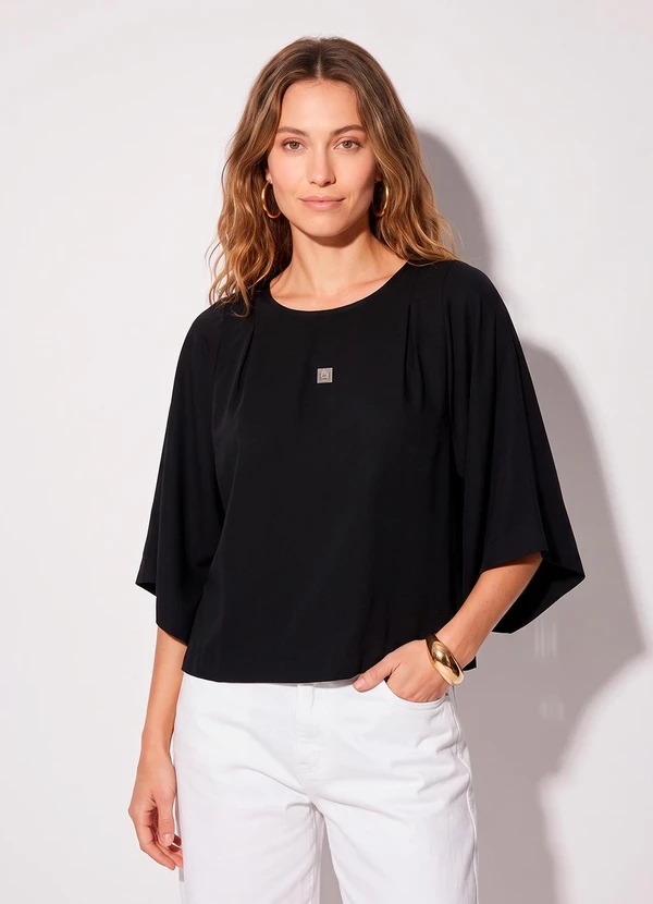 Colcci - Camiseta em Viscose Preto
