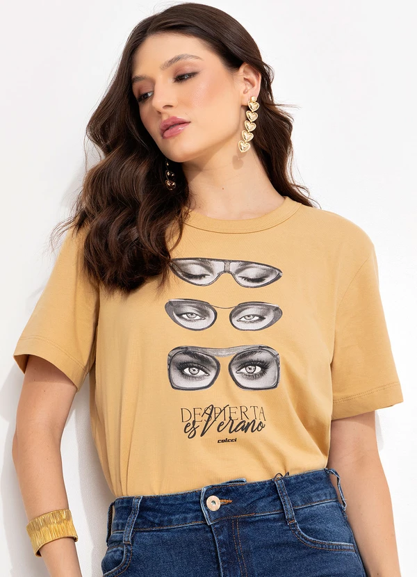 Colcci - Camiseta Estampada Bege