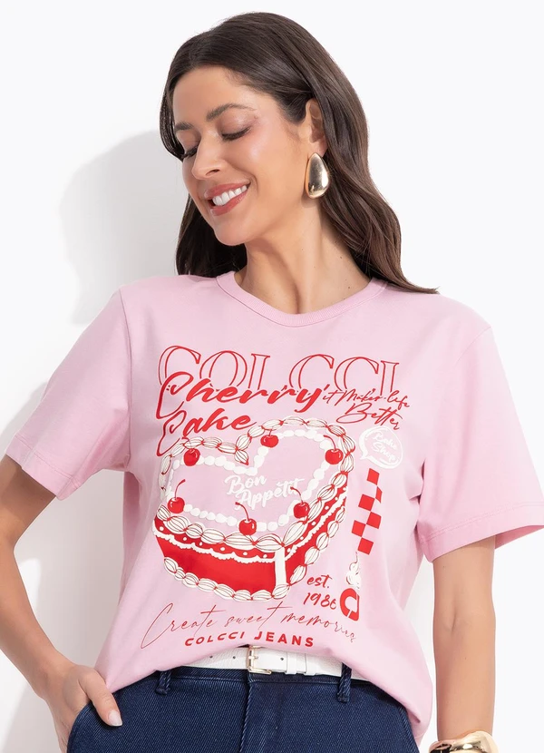 Colcci Jeans - Camiseta Estampada Cj Rosa 1