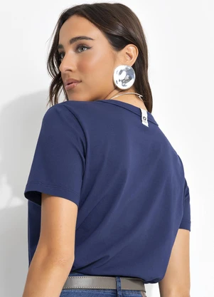 Colcci Jeans - Camiseta Estampada e Bordada Azul - COLCCI JEANS