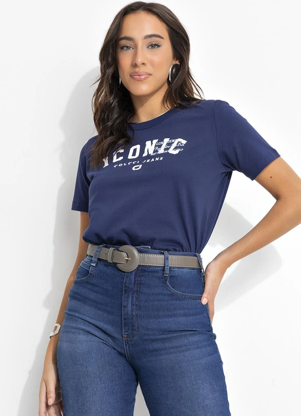Colcci Jeans - Camiseta Estampada e Bordada Azul 3