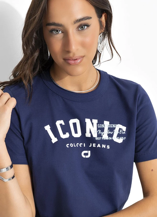 Colcci Jeans - Camiseta Estampada e Bordada Azul 4