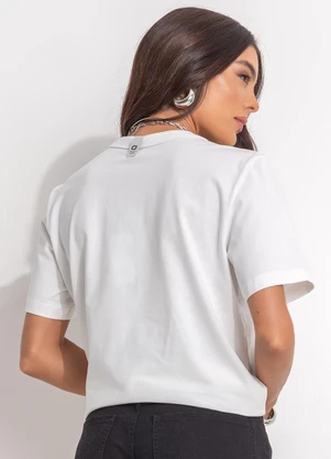 Colcci Jeans - Camiseta Estampada e Bordada Off White - COLCCI JEANS