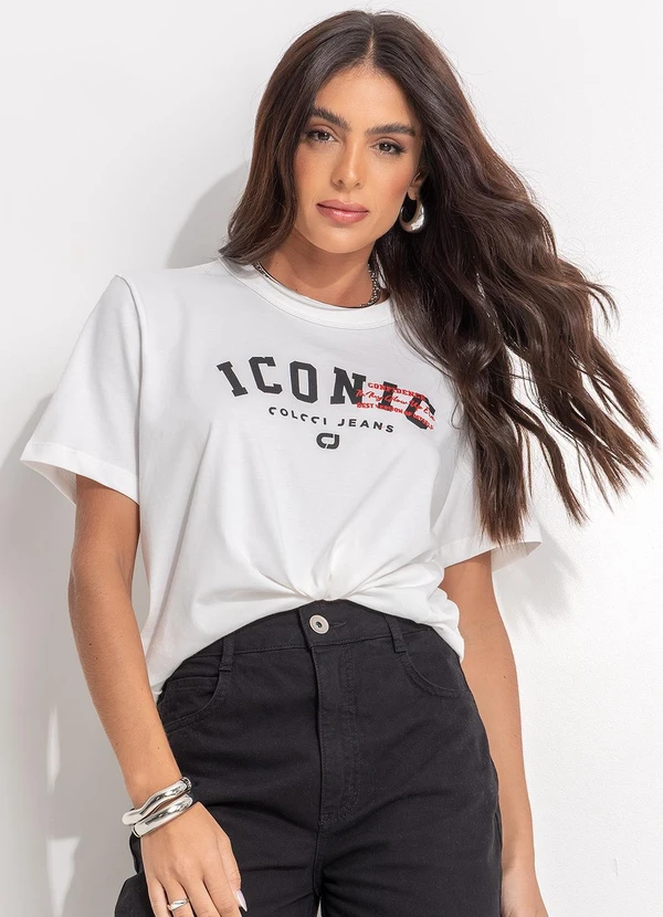 Colcci Jeans - Camiseta Estampada e Bordada Off White 1