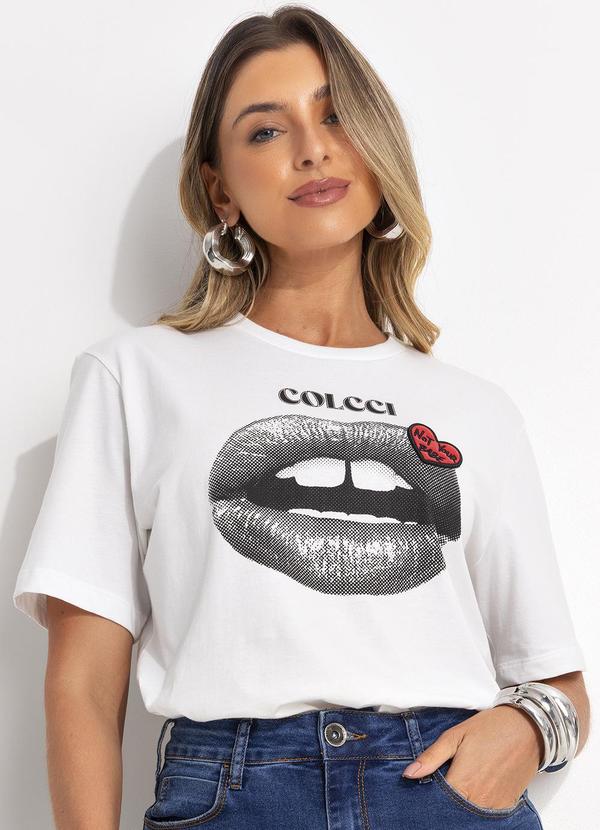 Colcci - Camiseta Estampada e Bordada Off White
