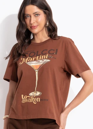 Colcci - Camiseta Estampada Marrom - COLCCI