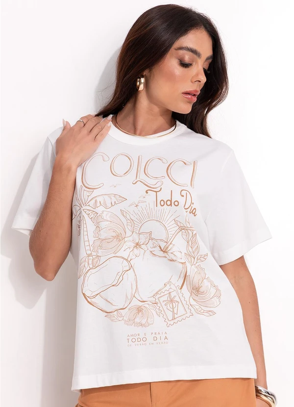 Colcci - Camiseta Estampada Off White
