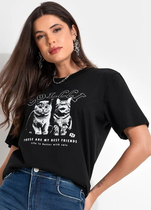 Colcci - Camiseta Estampada Preto - COLCCI