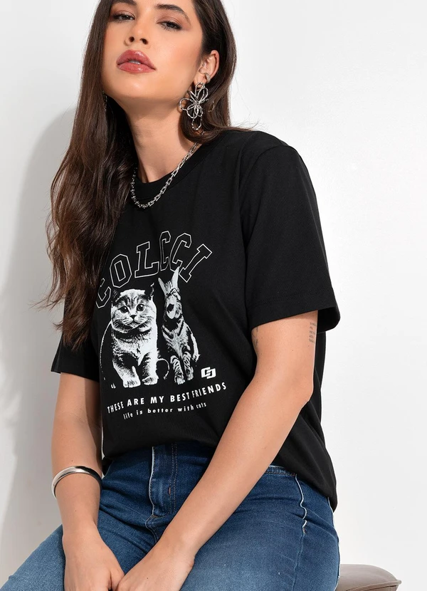 Colcci - Camiseta Estampada Preto 4
