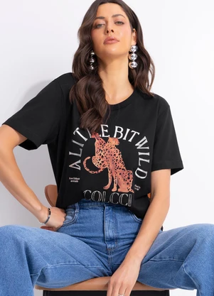 Colcci - Camiseta Estampada Preto - COLCCI