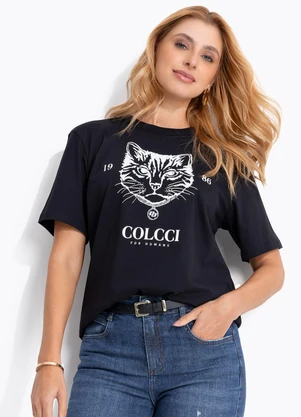 Colcci - Camiseta Estampada Preto - COLCCI