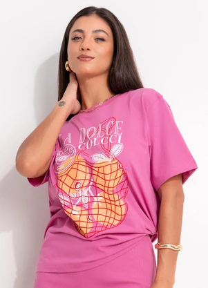 Colcci - Camiseta Estampada Rosa - COLCCI