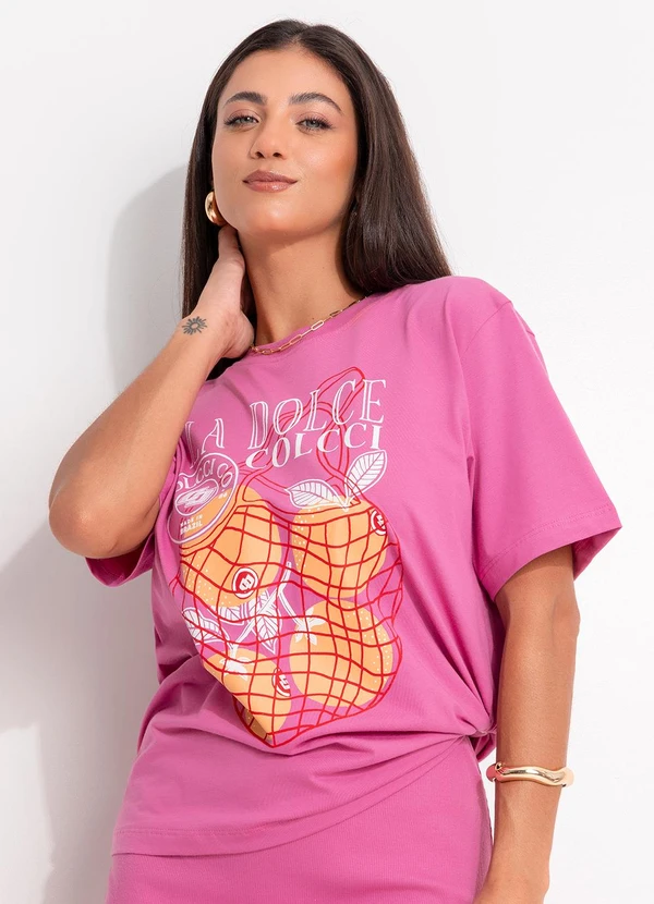 Colcci - Camiseta Estampada Rosa 1