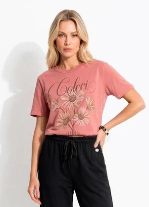 Colcci - Camiseta Estampada Rosa - COLCCI