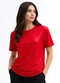 Infinita Cor - Camiseta Feminina Básica Decotada Preto - variação: Vermelho