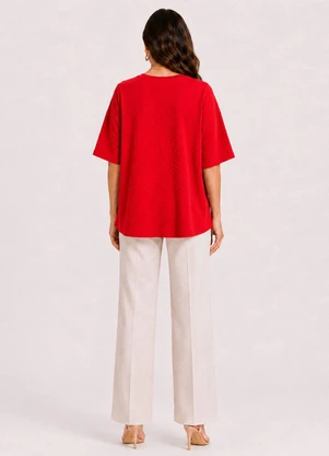 Infinita Cor - Camiseta Feminina Básica Piume Malha Vermelho - INFINITA COR