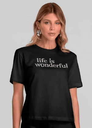 Dianna - Camiseta Feminina com Estampa e Rebite Preto - DIANNA