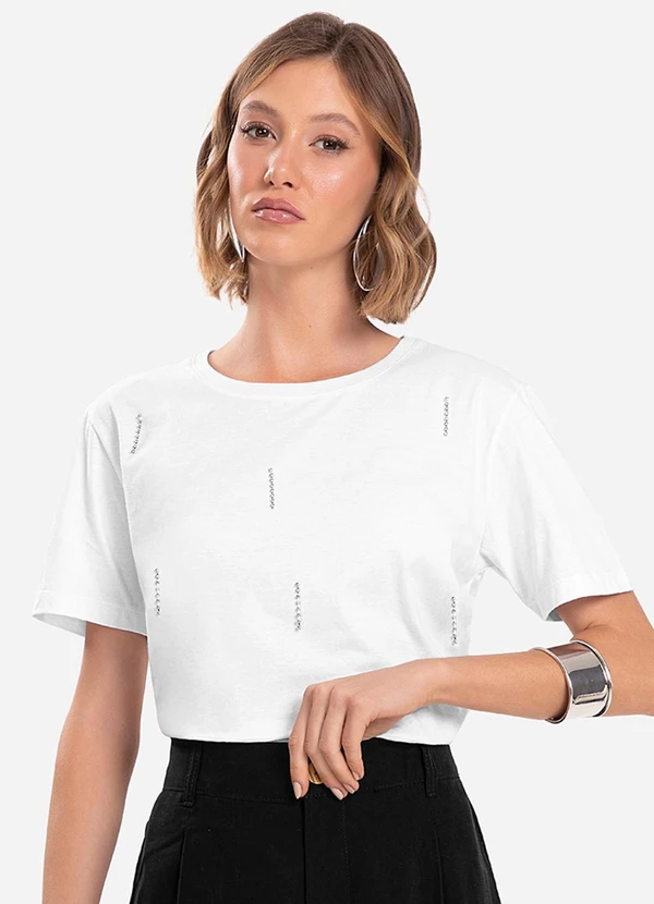 Endless - Camiseta Feminina com Strass Branco