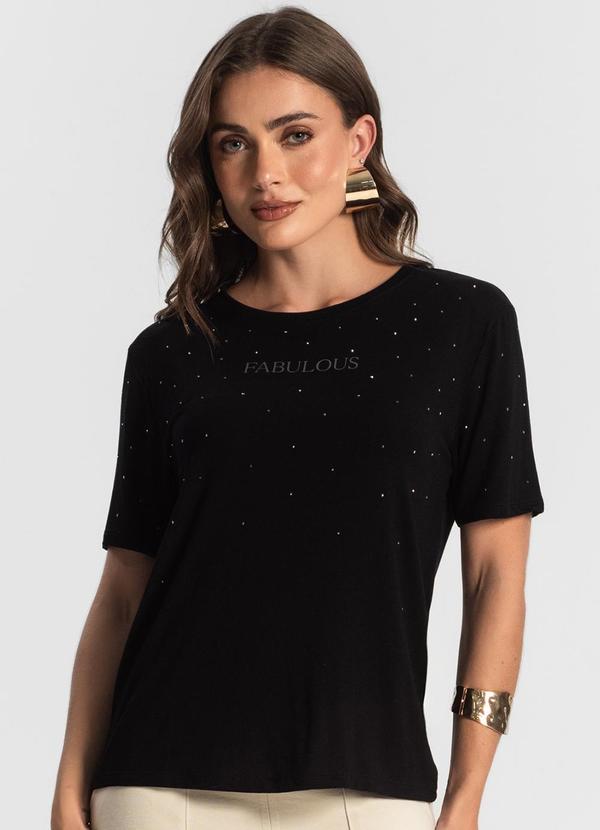 Endless - Camiseta Feminina com Strass Preto