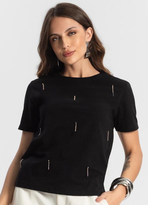Endless - Camiseta Feminina com Strass Preto