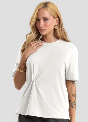 Dianna - Camiseta Feminina Cotton Leve com Torção Bege - DIANNA