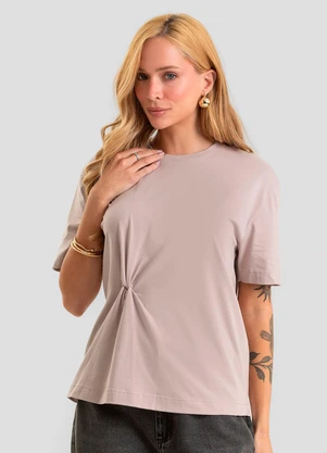 Dianna - Camiseta Feminina Cotton Leve com Torção Marrom - DIANNA