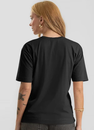 Dianna - Camiseta Feminina Cotton Leve com Torção Preto - DIANNA