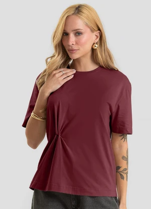 Dianna - Camiseta Feminina Cotton Leve com Torção Vermelho - DIANNA